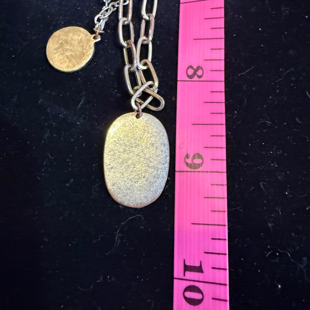 Layered Silver Tone Chain Necklace Medallion Pendant Boho Y2K - Picture 7 of 8
